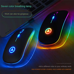 Silent Rechargeable Bluetooth Wireless Mouse RGB lighting