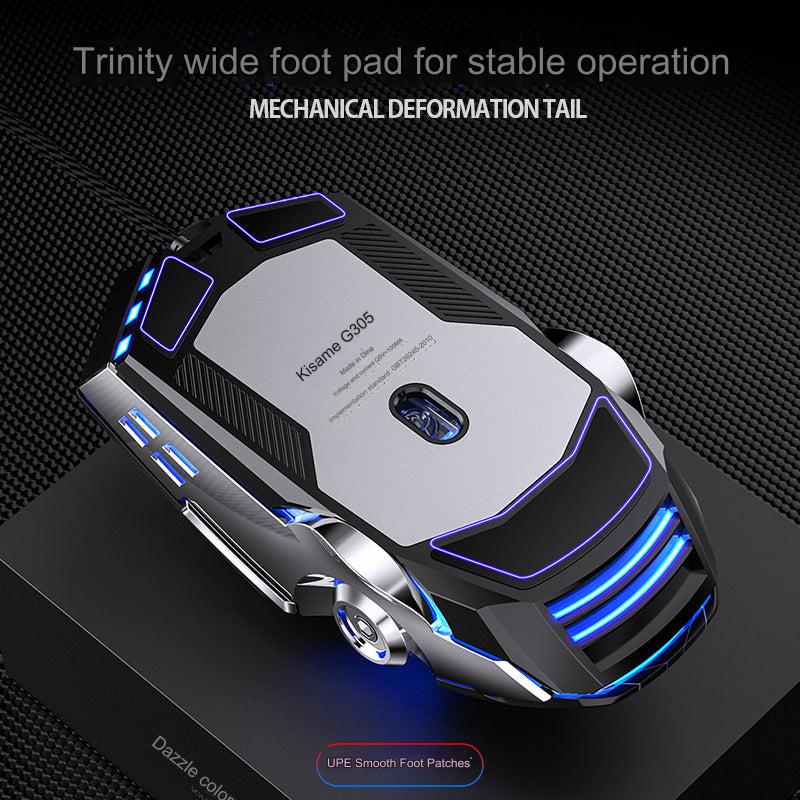 Ergonomic Gaming Mouse beneath gaming setup