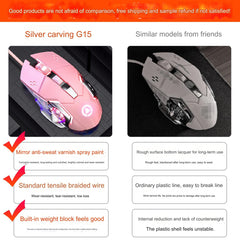 G15 mouse with RGB lights in dark setting