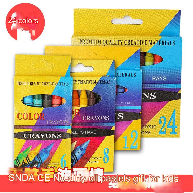Close-up of 12 vibrant crayons for kids art