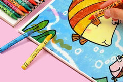 Crayon drawing showcasing colourful kids' artwork