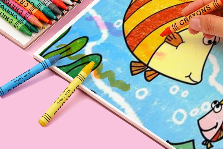 Crayon drawing showcasing colourful kids' artwork