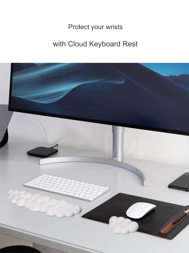 Cloud-Themed Ergonomic Keyboard Wrist Rest side view