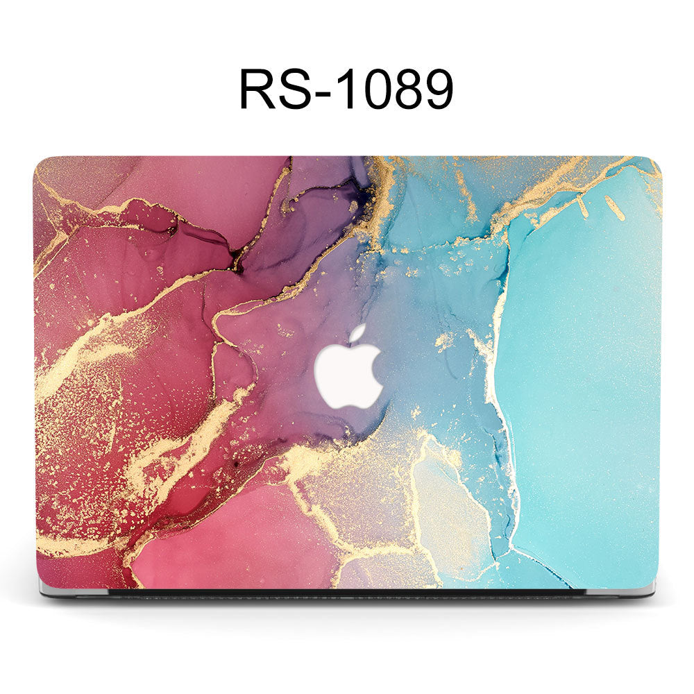 Durable plastic MacBook case with vibrant marble image 4