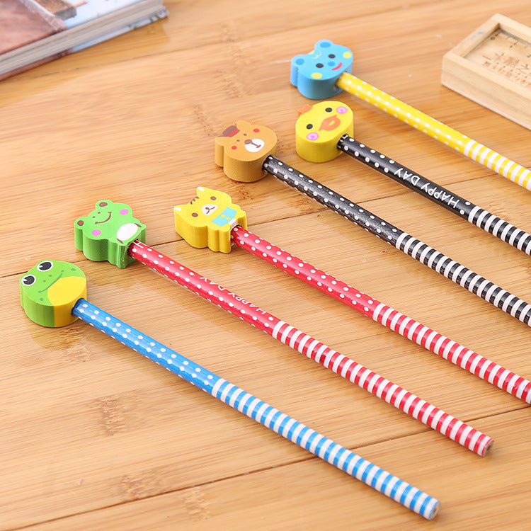 Creative Cartoon Eraser Head Pencil Set Image 1