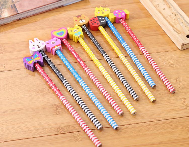 Creative Cartoon Eraser Head Pencil Set Image 2