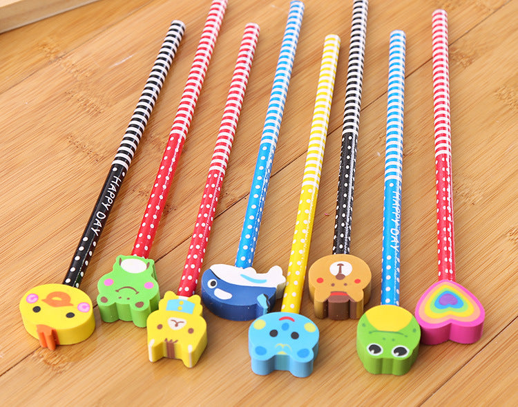 Creative Cartoon Eraser Head Pencil Set Image 4