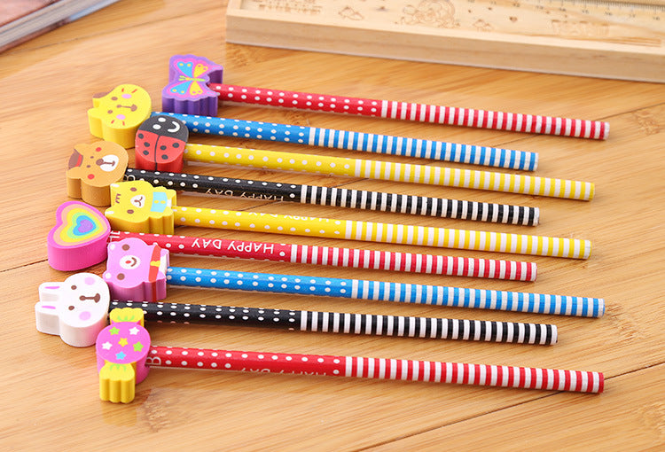 Creative Cartoon Eraser Head Pencil Set Image 5