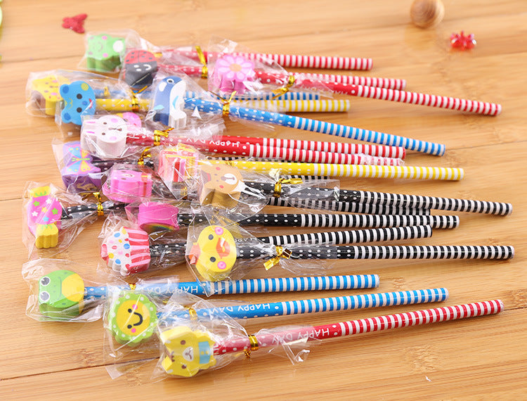 Creative Cartoon Eraser Head Pencil Set Image 3