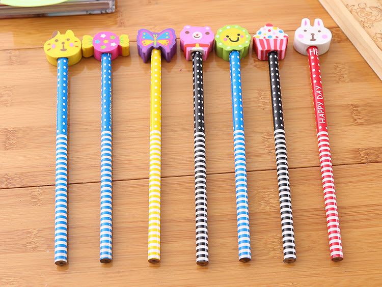Creative Cartoon Eraser Head Pencil Set Image 4