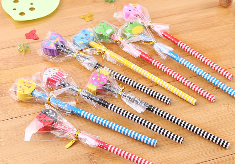 Creative Cartoon Eraser Head Pencil Set Image 7
