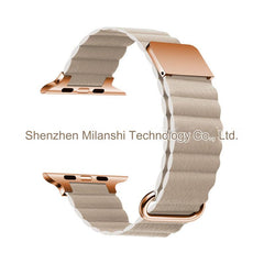 Chic red leather magnetic watch strap for Apple Watch