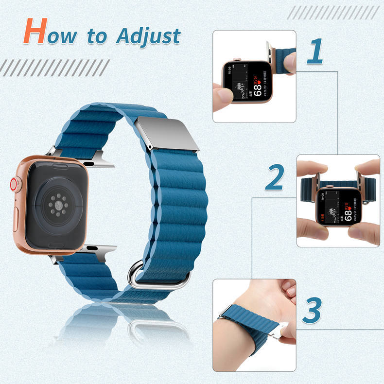 Stylish black leather strap for Apple Watch Series S9