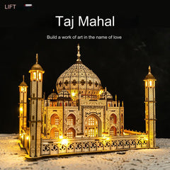 Taj Mahal Wooden Model Kit with LED Lighting - Image 1