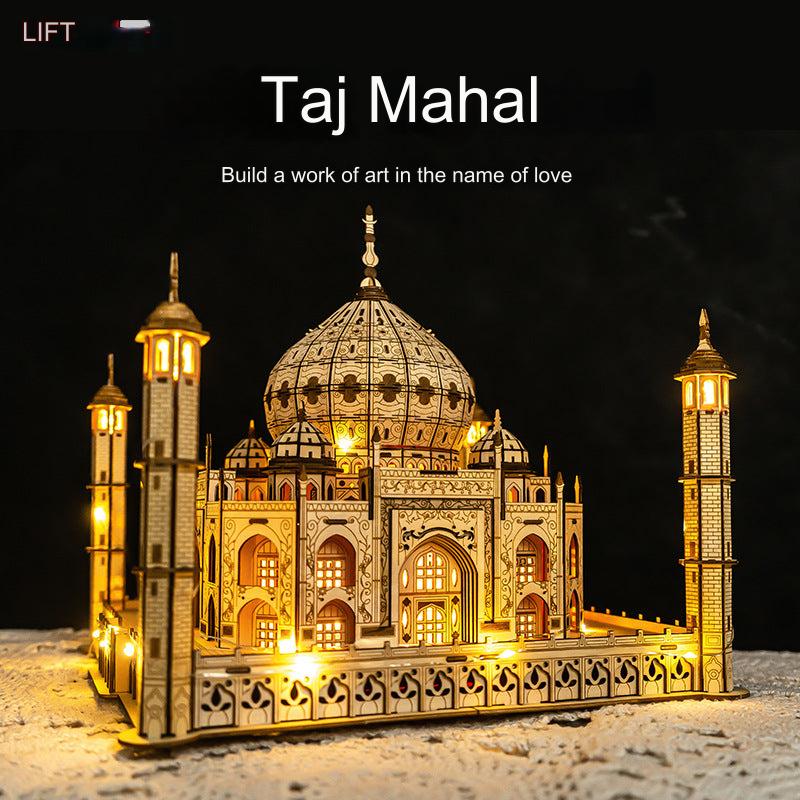 Taj Mahal Wooden Model Kit with LED Lighting - Image 1