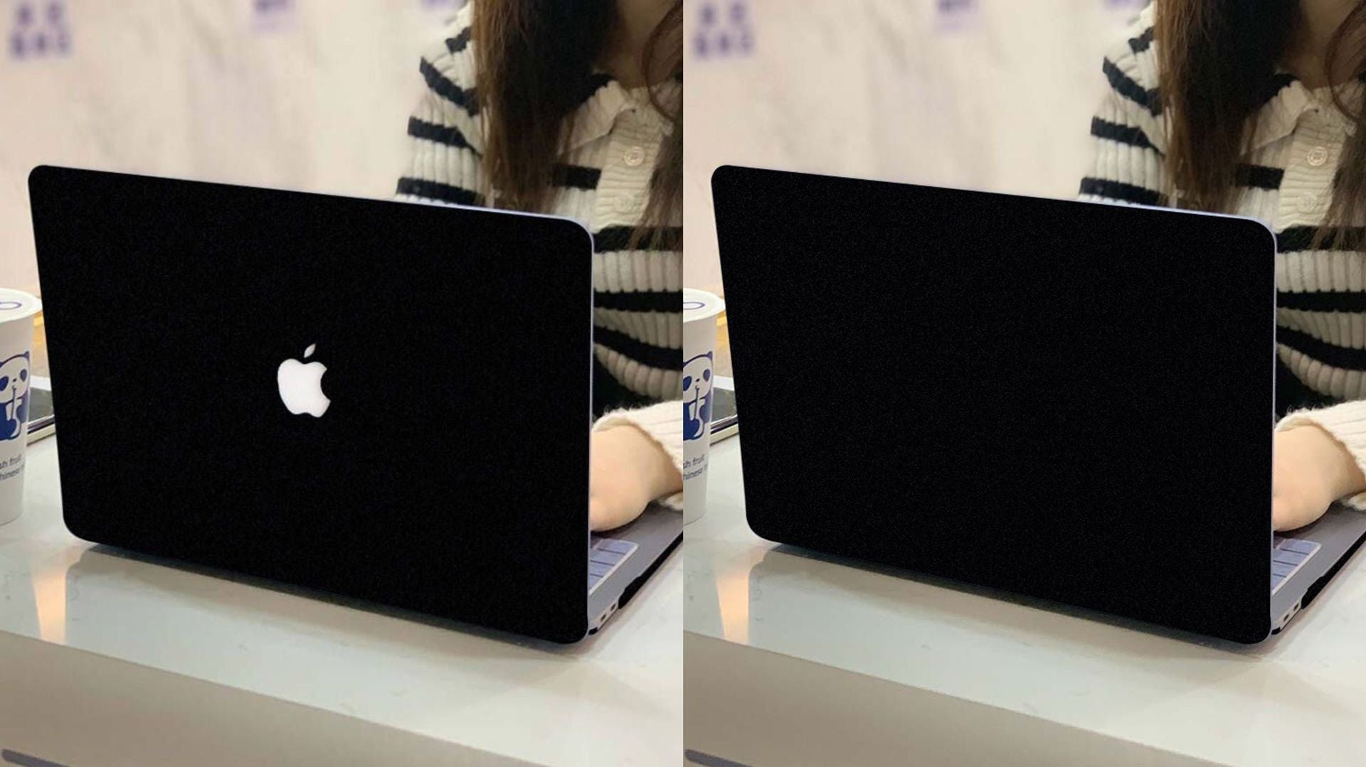 Angled view of MacBook with Sandstorm case applied