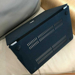 Gray MacBook case with sandstorm texture design