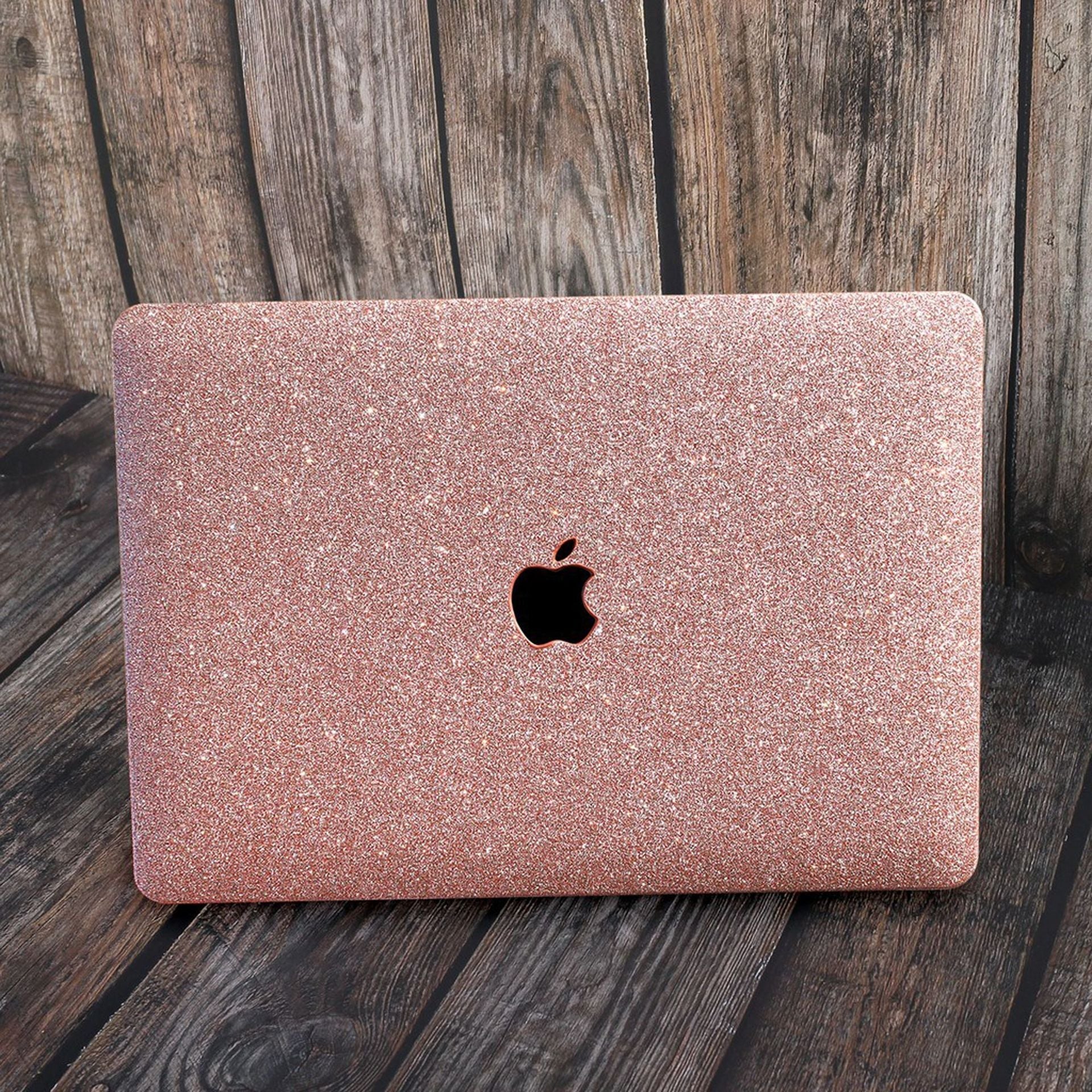 Glitter Rose Gold MacBook Case close-up view