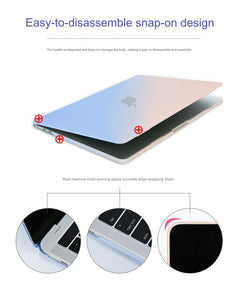Detailed view of pink-blue gradient shell for MacBook