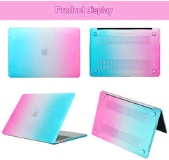 Detailed view of pink-blue gradient shell for MacBook