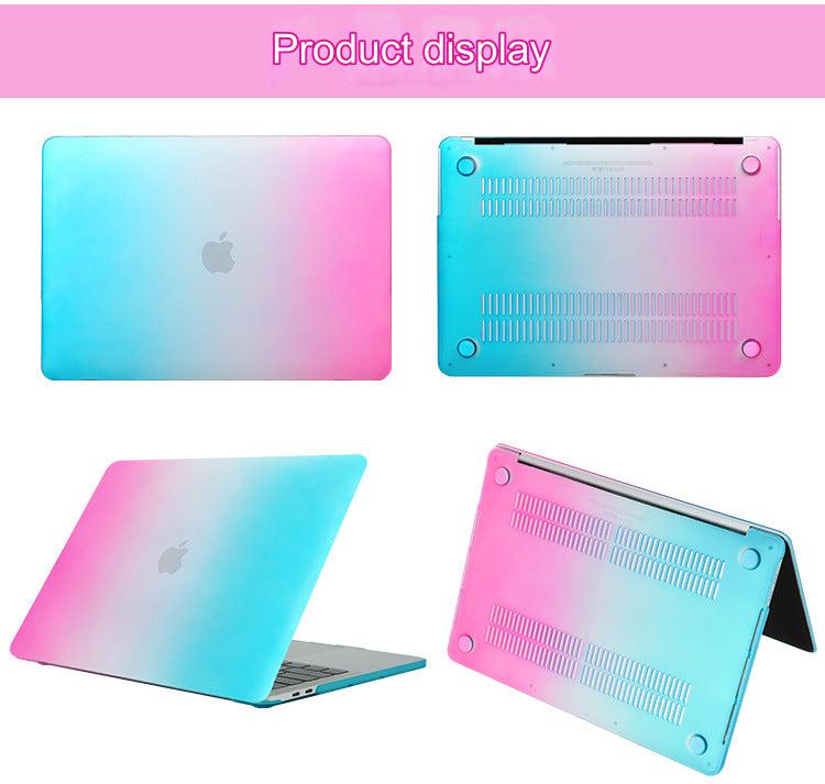 Detailed view of pink-blue gradient shell for MacBook
