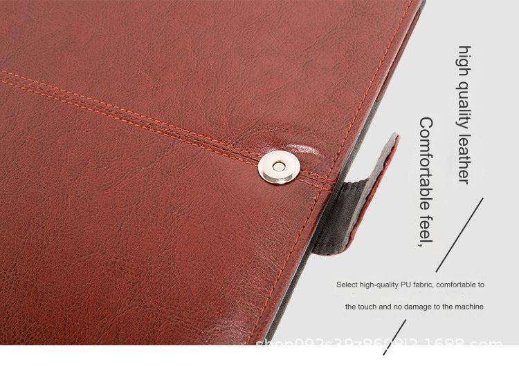 Back view of brown PU leather MacBook sleeve