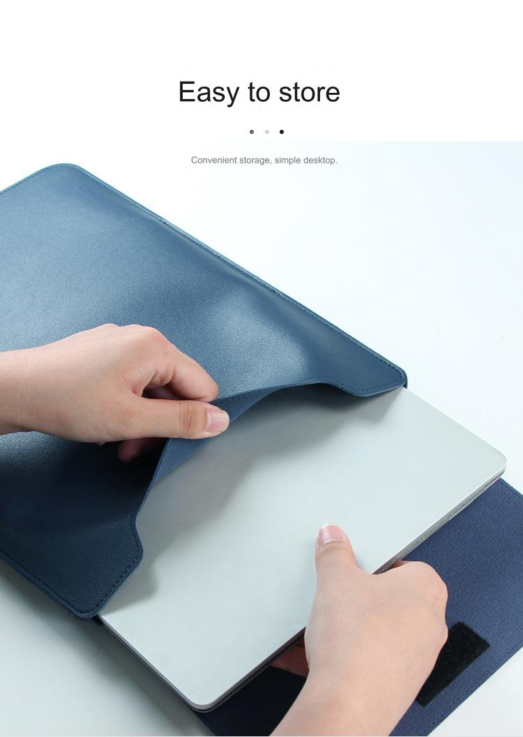 Close-up of PU material laptop sleeve
