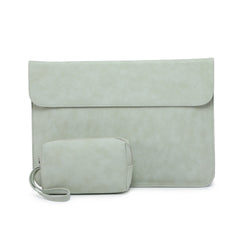 Stylish mockup of leather laptop sleeve for MacBook