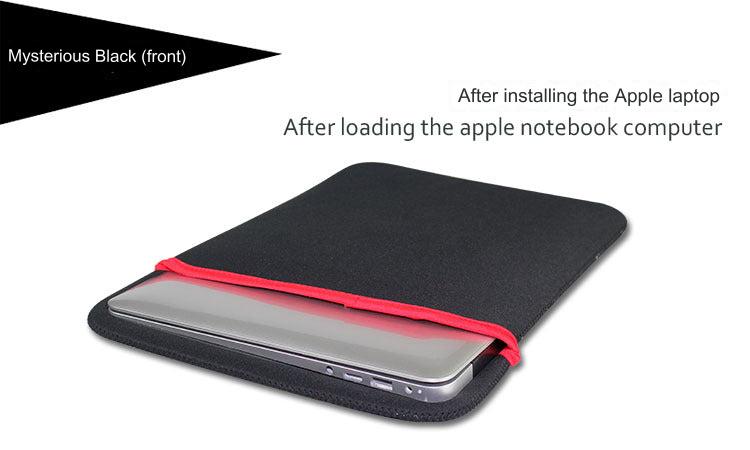 black laptop sleeve with red interior