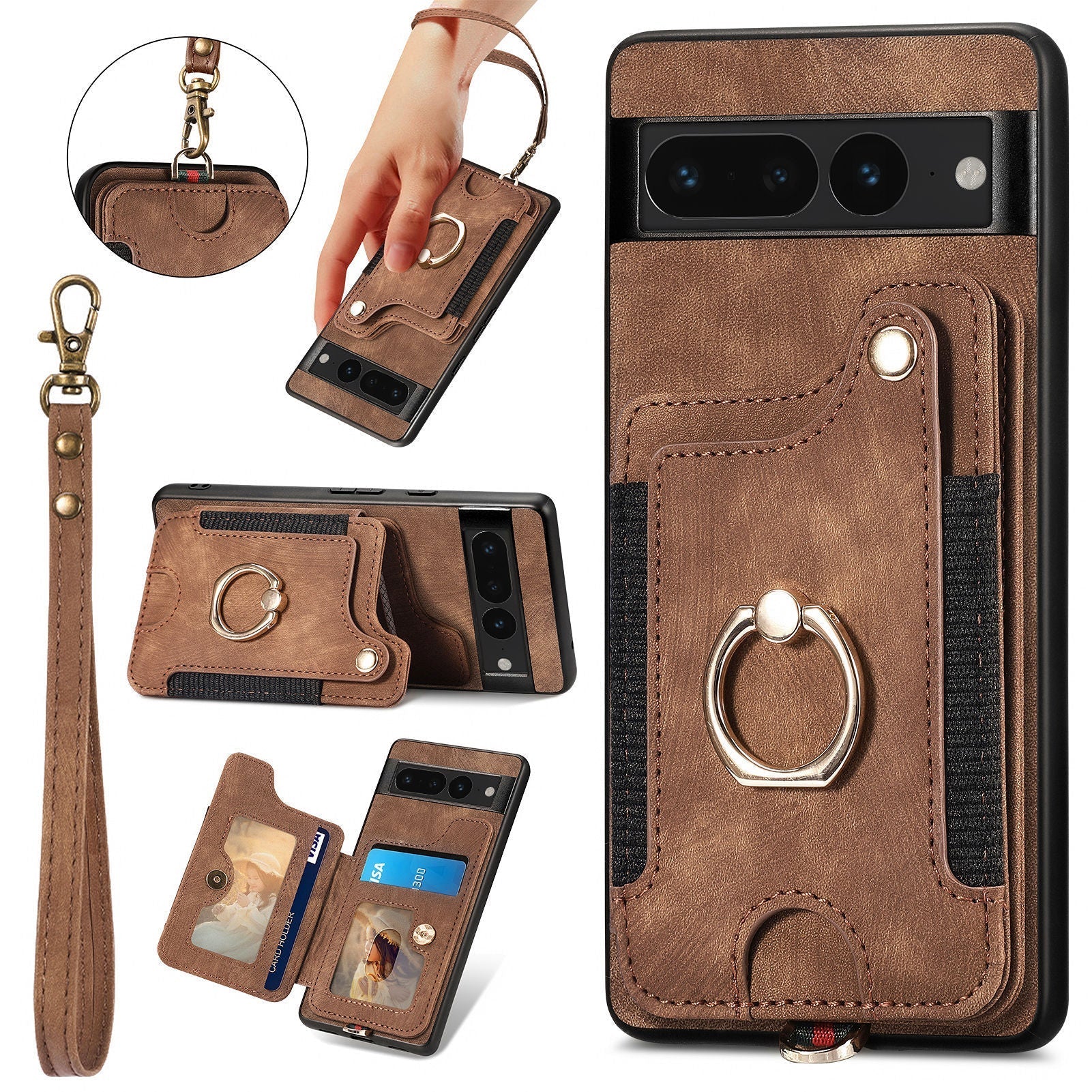 Elegant purple phone holder case with card compartment