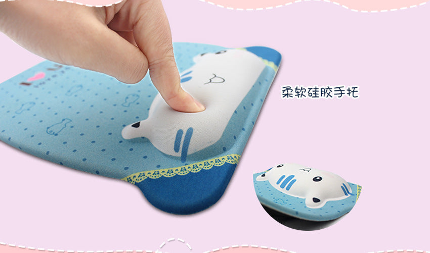 Ergonomic mouse pad with orange panda design