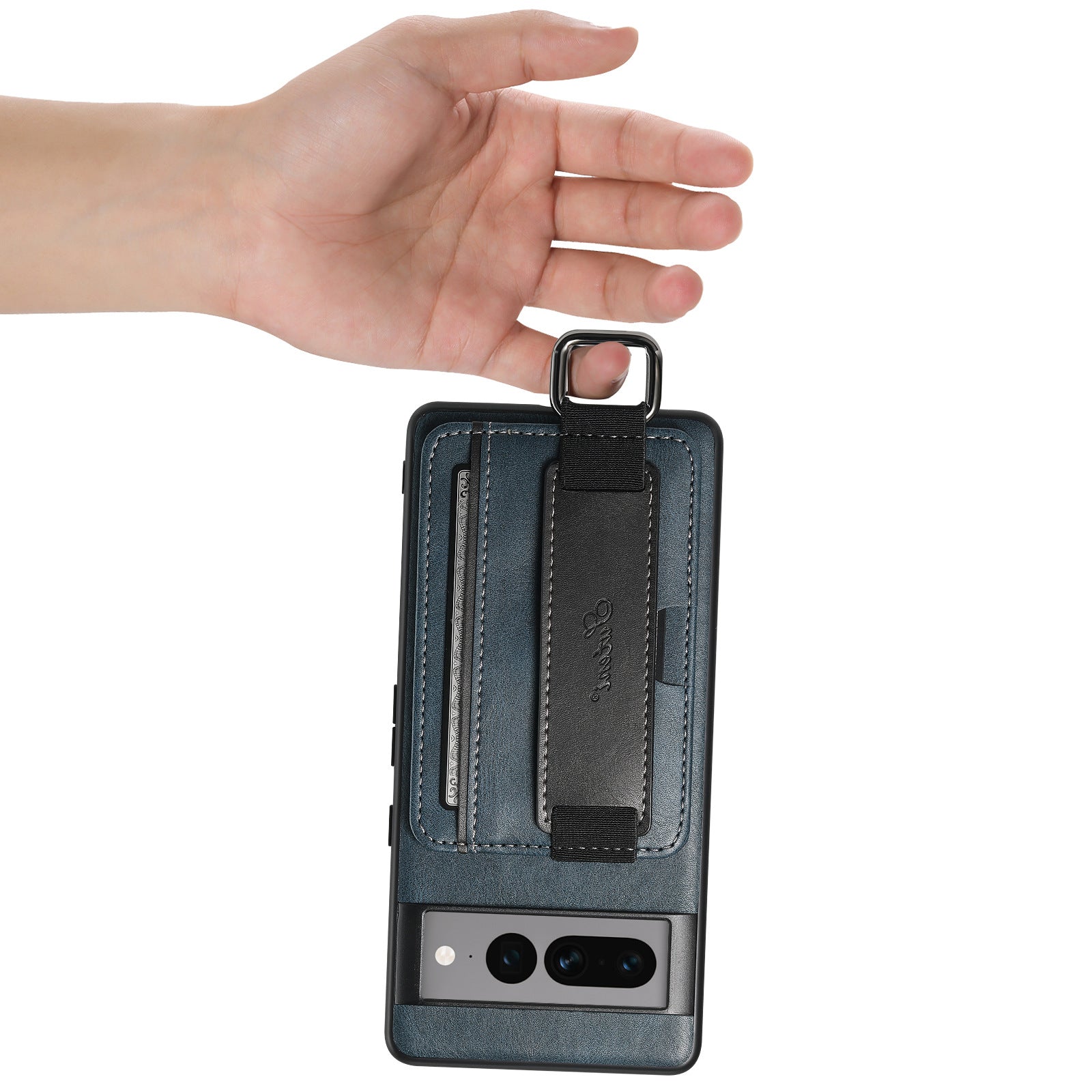 Side view showing wrist strap of Suteni case