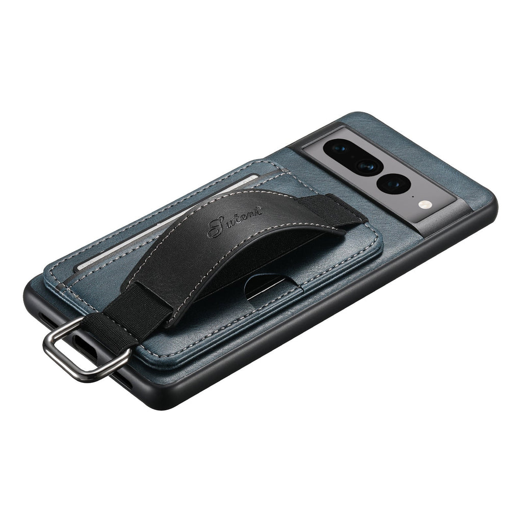 Top angle of Suteni Card Slot Case demonstrating stand