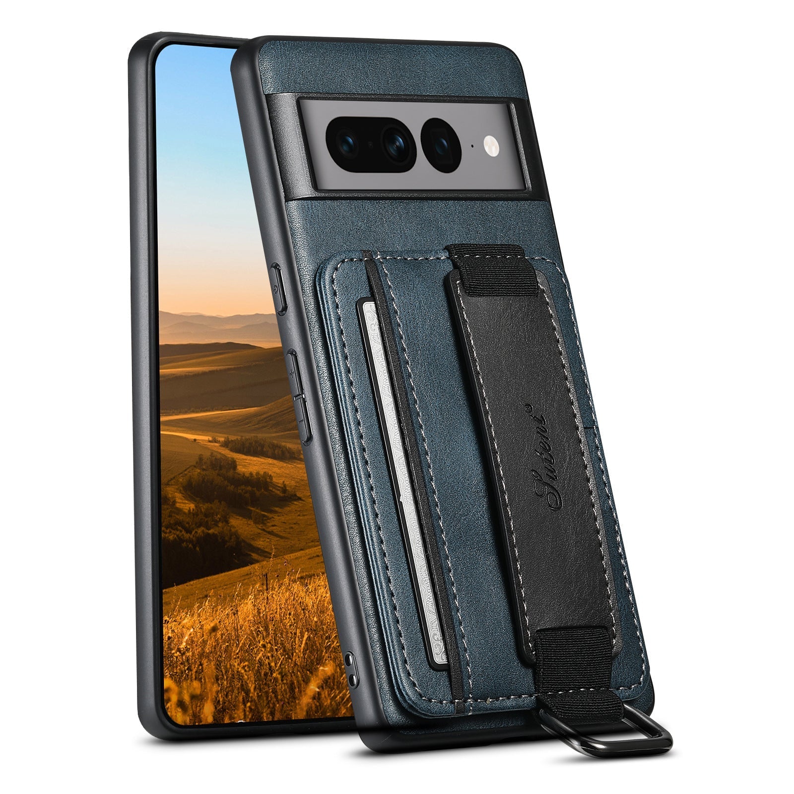 Top angle of Suteni Card Slot Case demonstrating stand