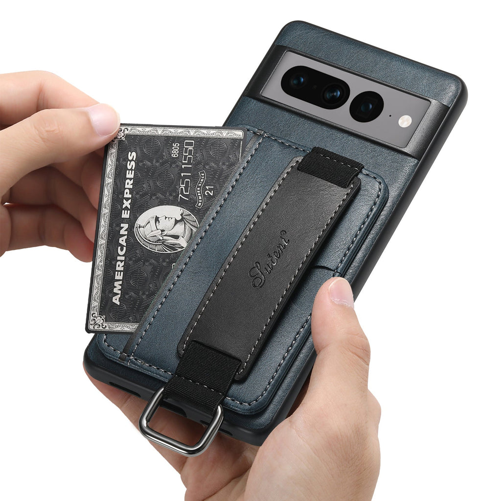 Side view showing wrist strap of Suteni case