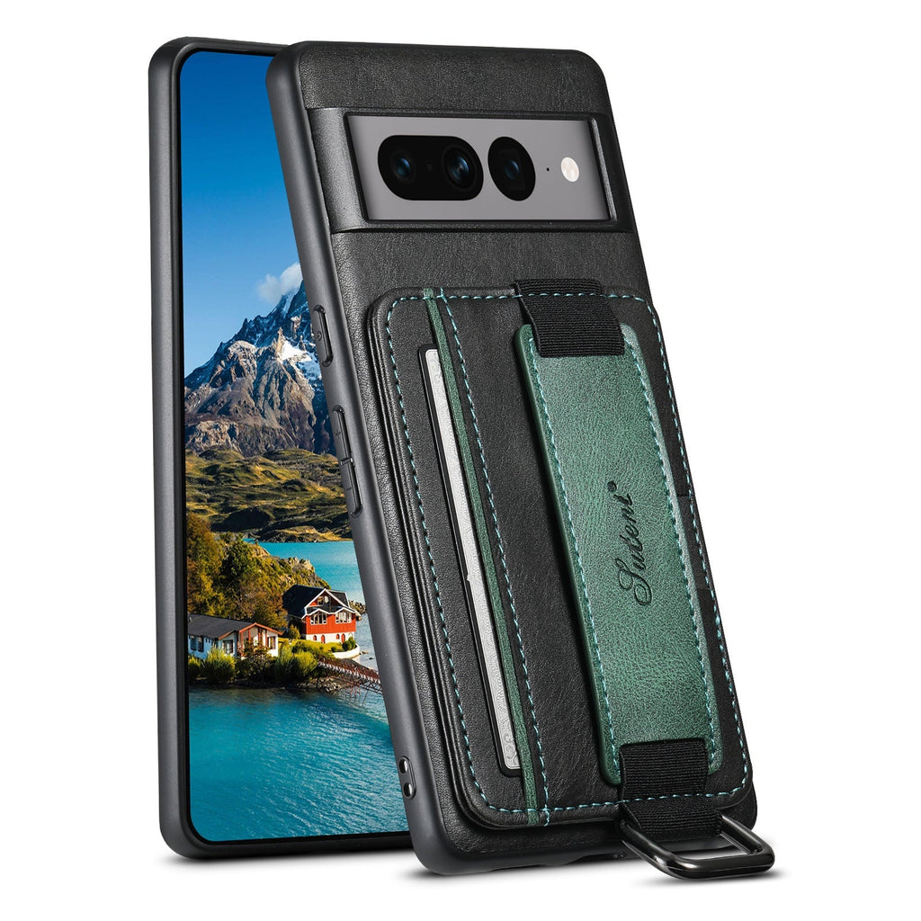 Suteni case showcasing card slot and stand features