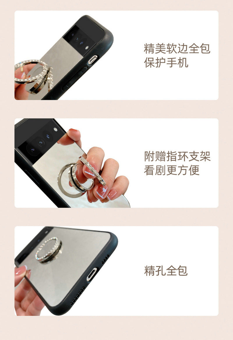 Phone case standing upright showcasing its design