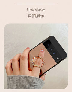 Close-up of the mirror feature of the phone case