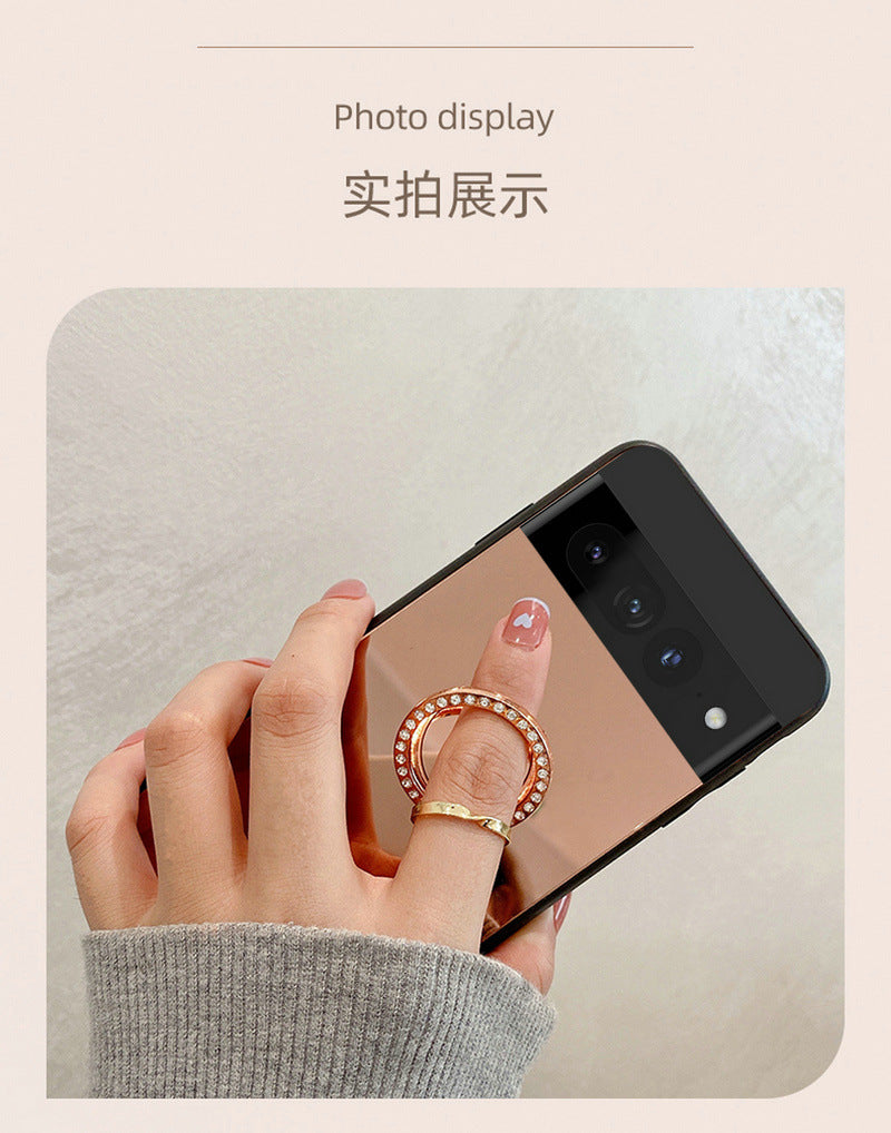 Close-up of the mirror feature of the phone case