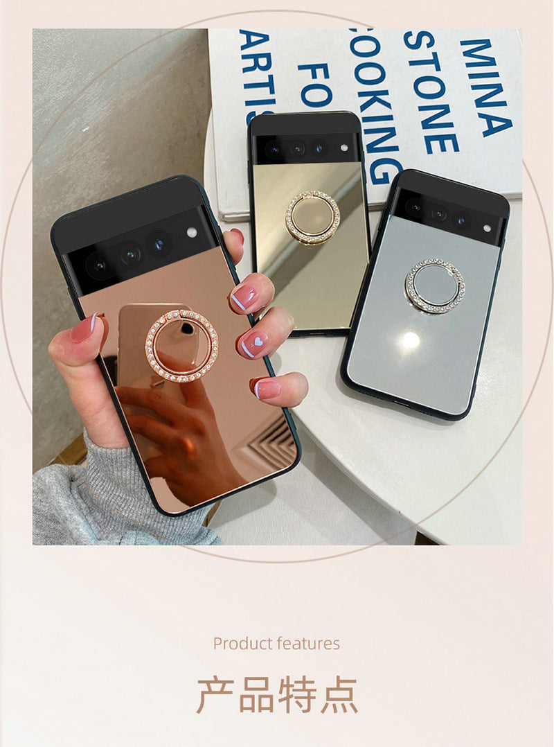 Close-up of the mirror feature of the phone case
