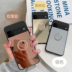 Phone case with mirror showing reflection