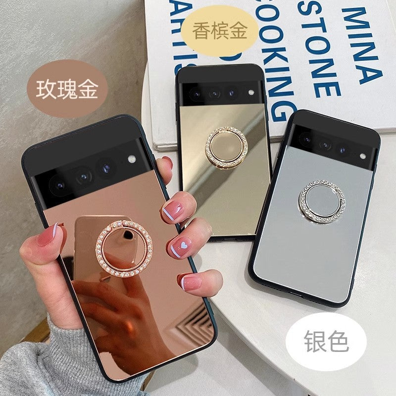 Phone case with mirror showing reflection