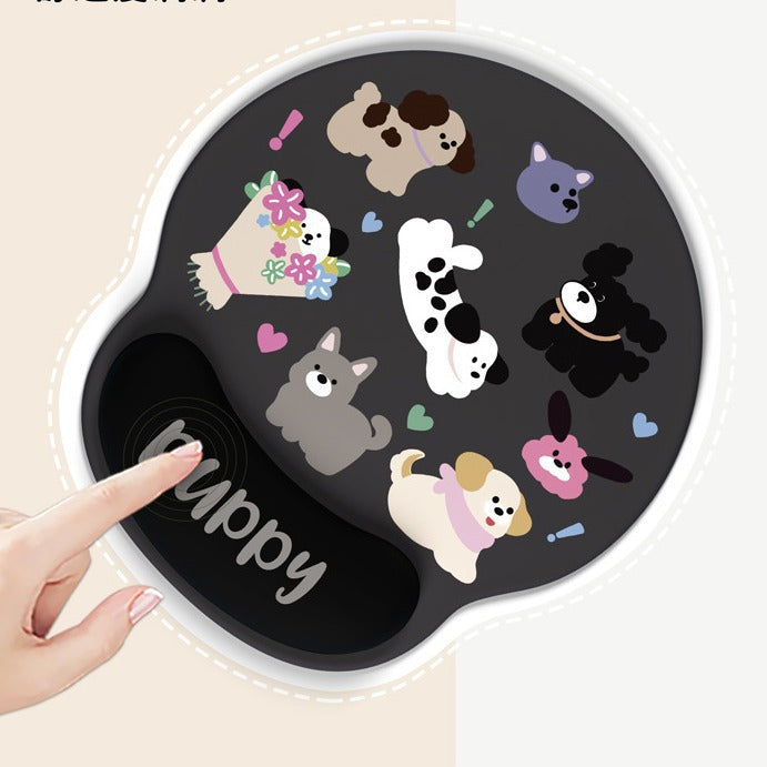 Cute Dog Cartoon Wrist Support Mouse Pad with dog image