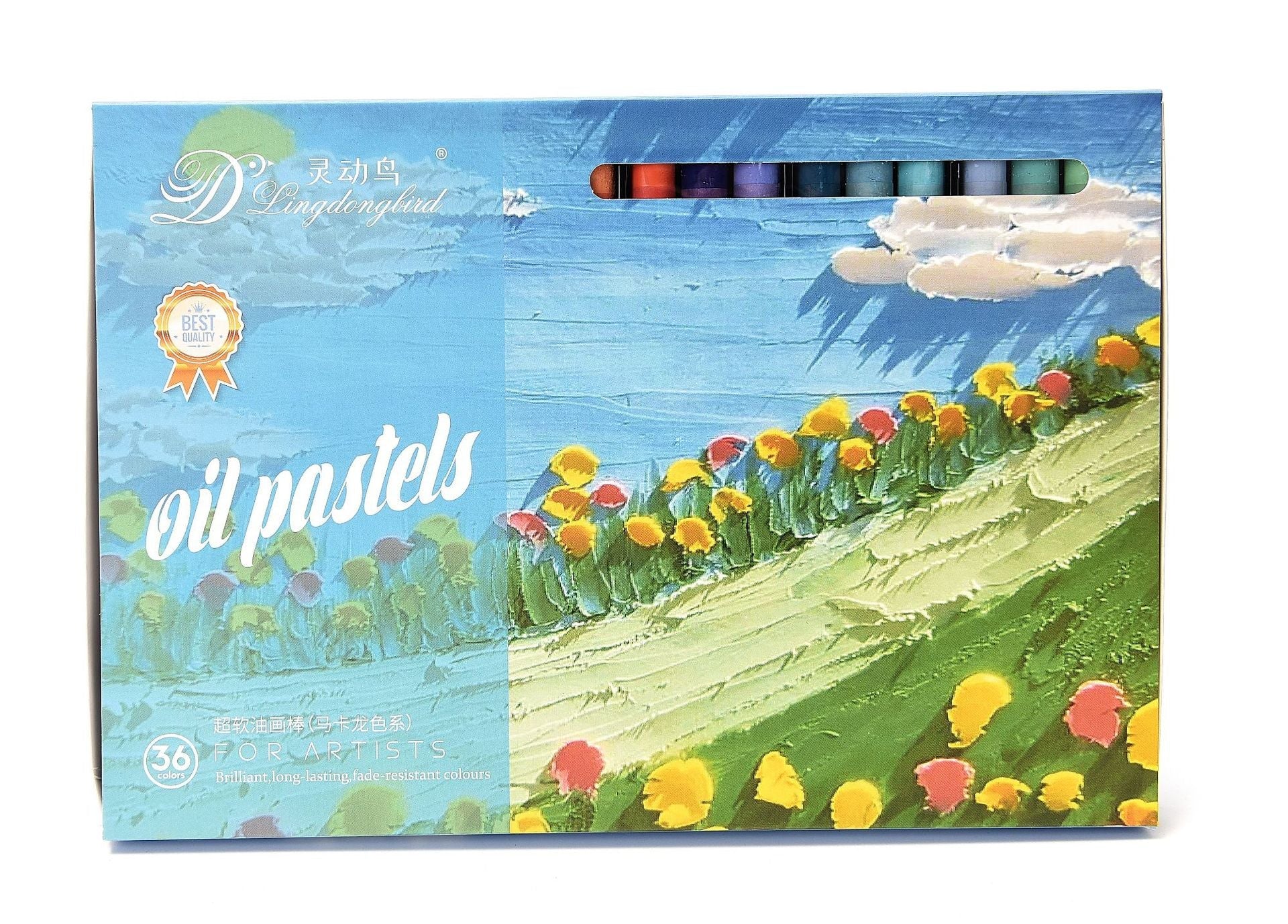 Image of Vibrant 36-Color Oil Pastels Set in Gift Box