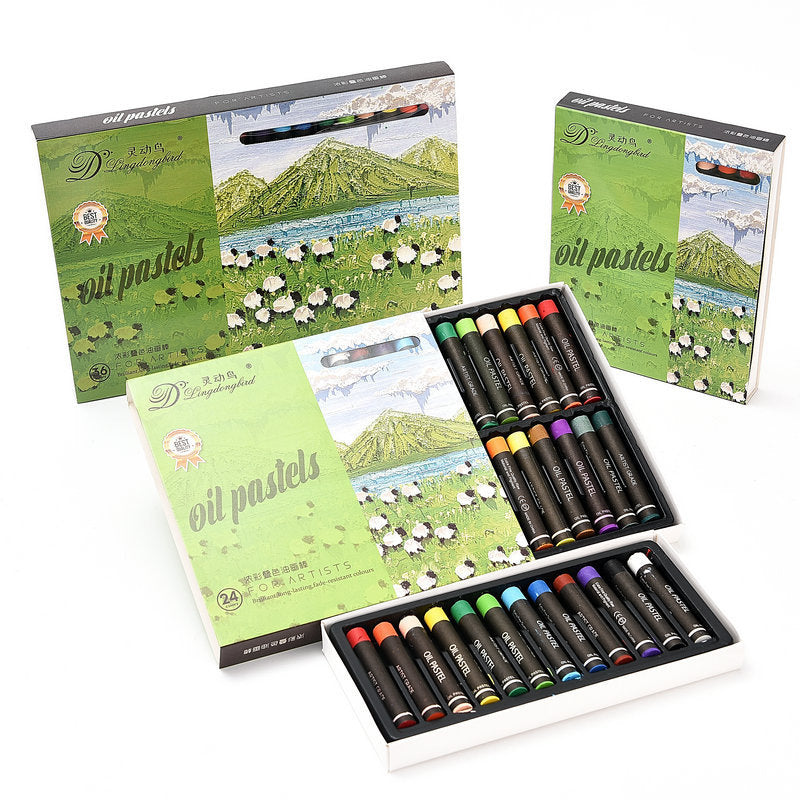 Vibrant oil pastels in a beautifully packaged gift box