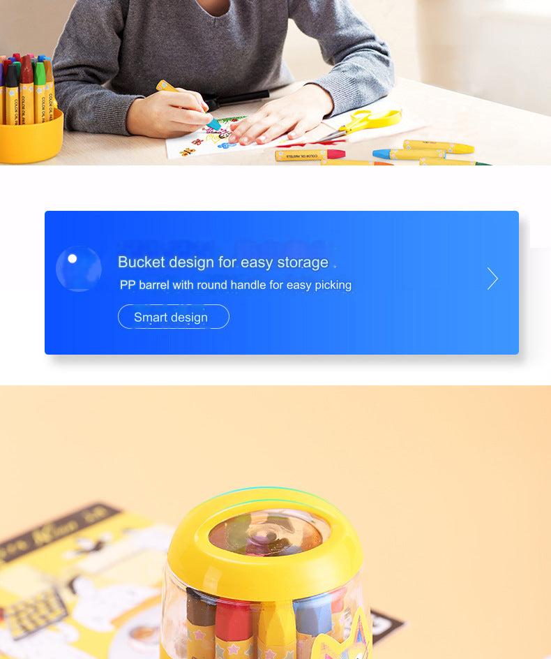 All 24 colours of washable crayons displayed