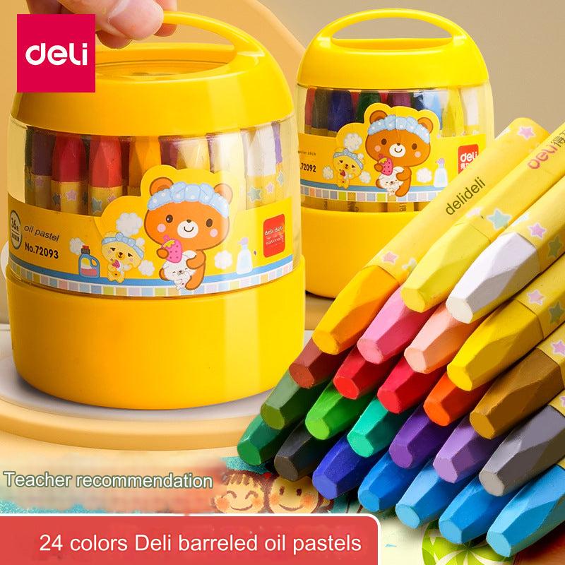 All 24 colours of washable crayons displayed