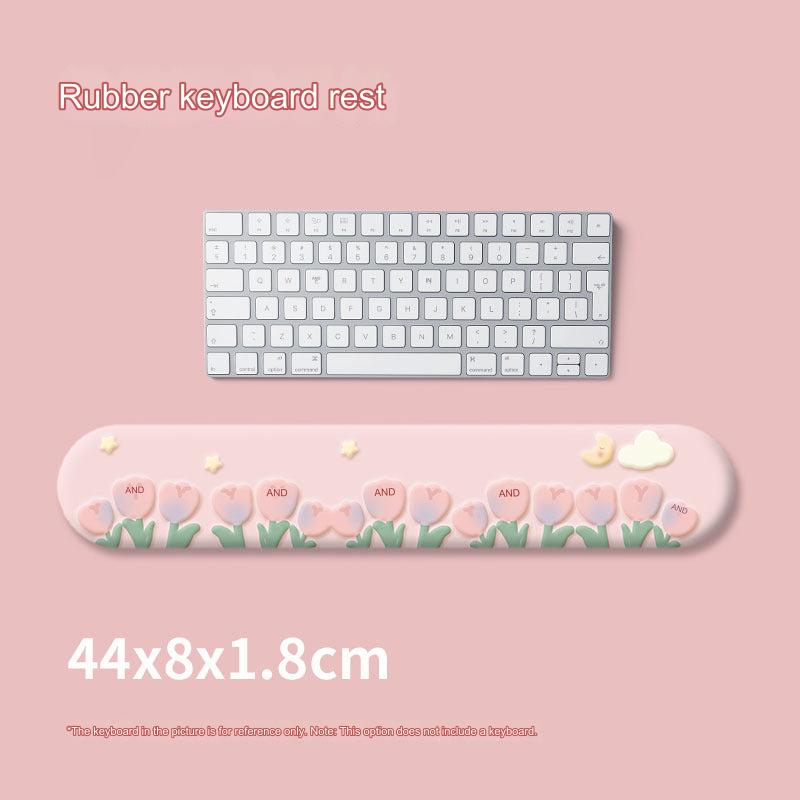 Stylish Pink Tulip Mouse Pad front view