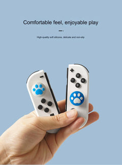 Close-up of Cat Paw Joystick Caps on Switch Lite