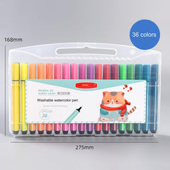 happy child using washable markers for drawing